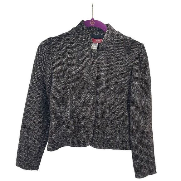 Lux Women's High Neck Collar Tweed Office Jacket Blazer Multicolor Size Small - Picture 4 of 9